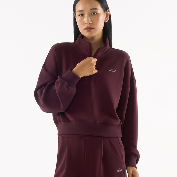 Quarter Zip Sweater Crop - cheak