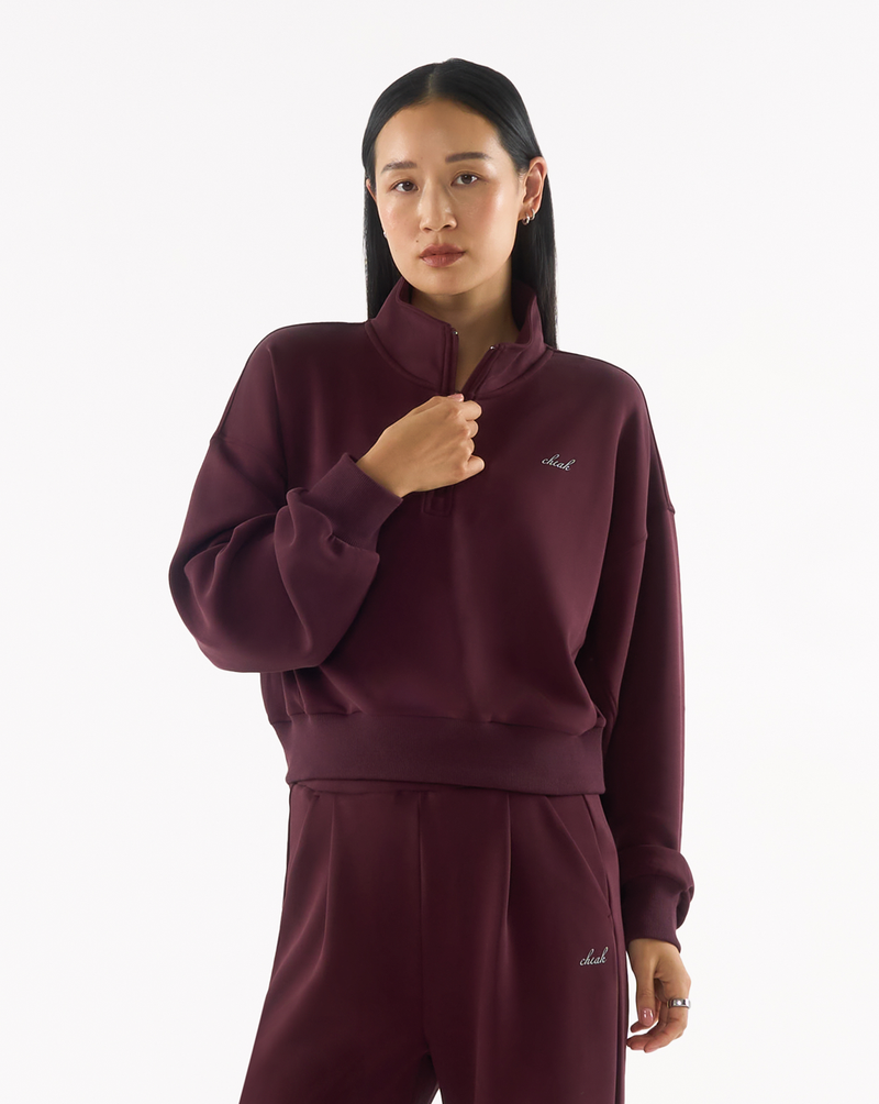Quarter Zip Sweater Crop - cheak