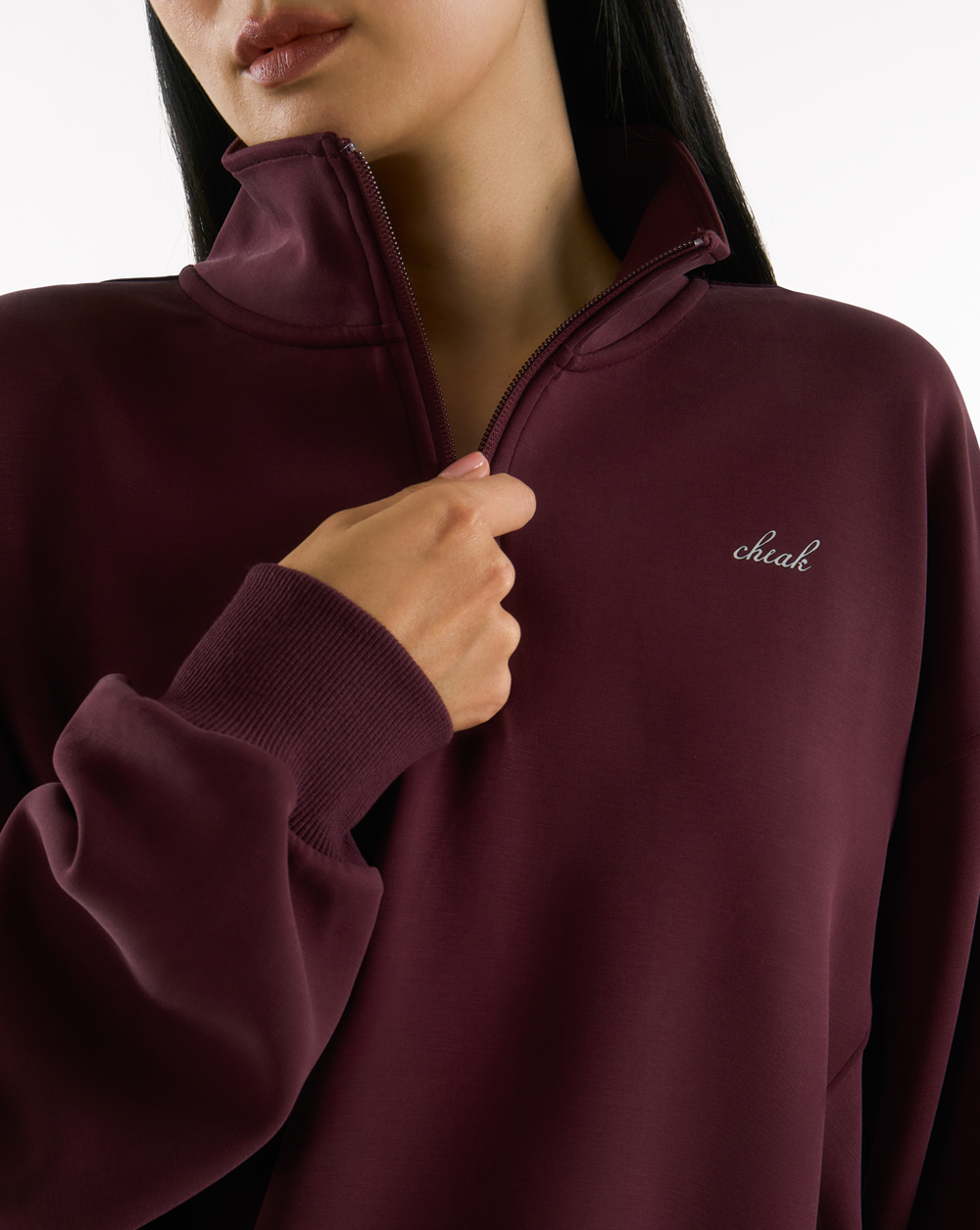 Quarter Zip Sweater Crop - cheak