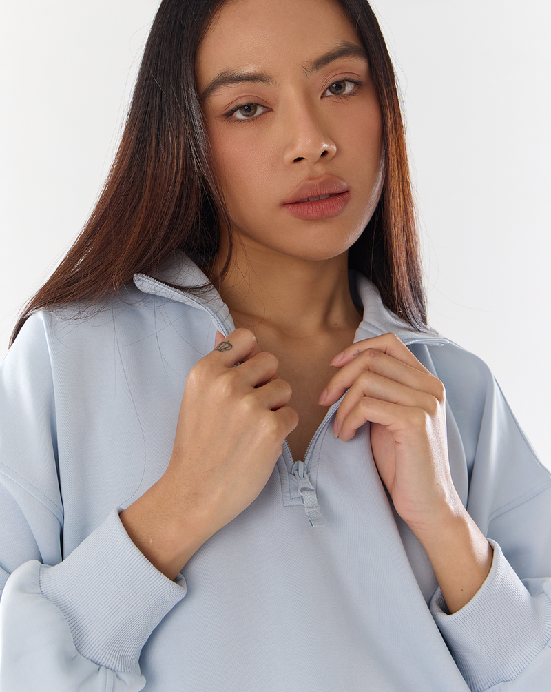 Quarter Zip Sweater Crop - cheak